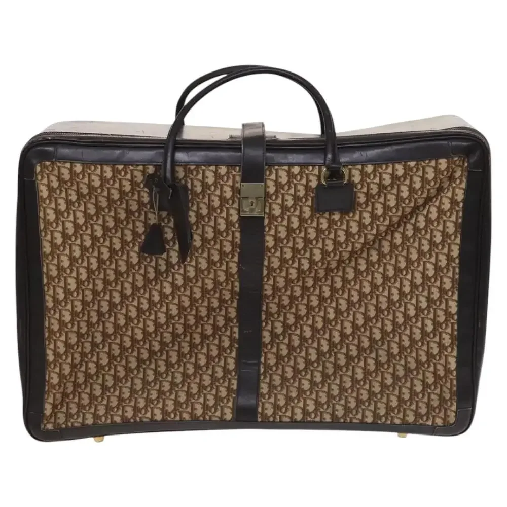 DIOR Trotter Canvas Suitcase Brown